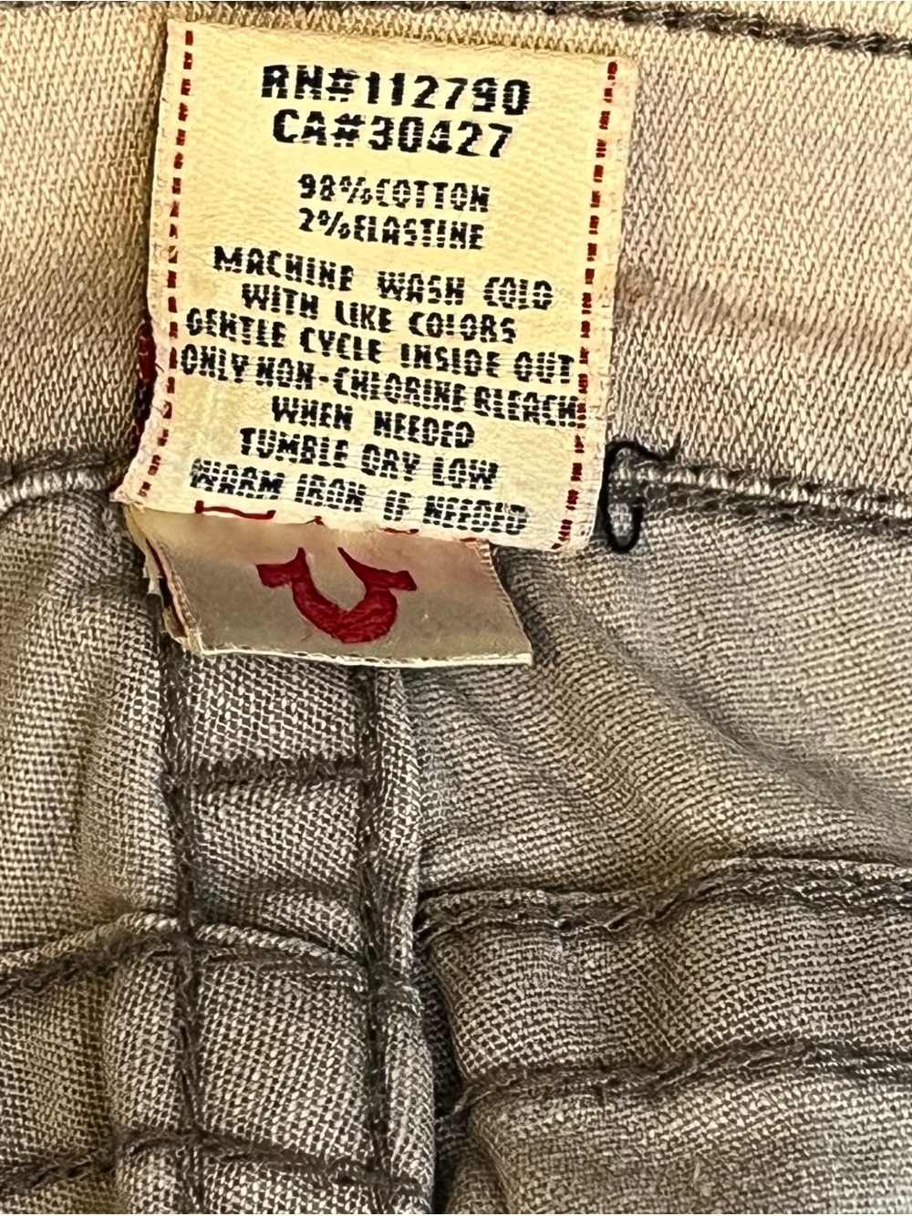 True Religion Women's Skinny Jeans Light Grey Rhinestone Buttons Made in USA 30 - Picture 8 of 11